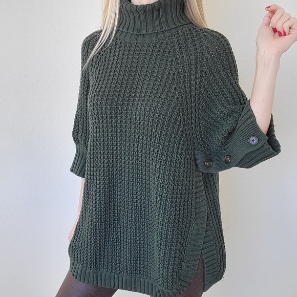 J. Crew Knitted Green Turtleneck Sweater Long Size S - Picture 6 of 7